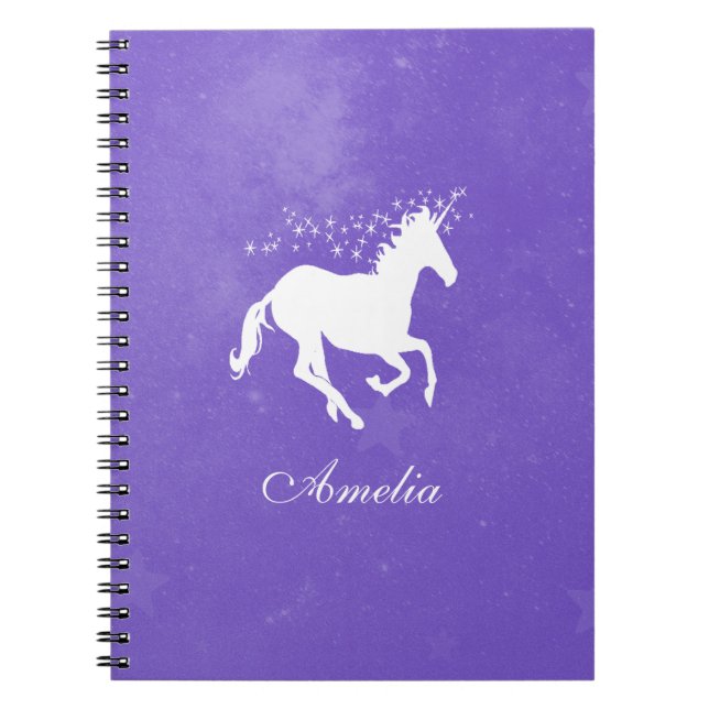 Cuaderno Portátil personalizado de unicornio morado (Frente)