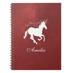 Cuaderno Portátil personalizado de Unicornio rojo