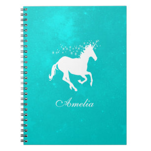 Cuaderno Portátil personalizado de Unicornio turquesa