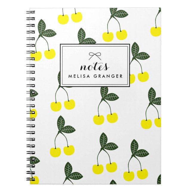 Cuaderno Portátil personalizado del patrón de cerezas amari (Frente)