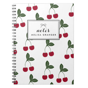 Cuaderno Portátil personalizado del patrón de cerezas rojas