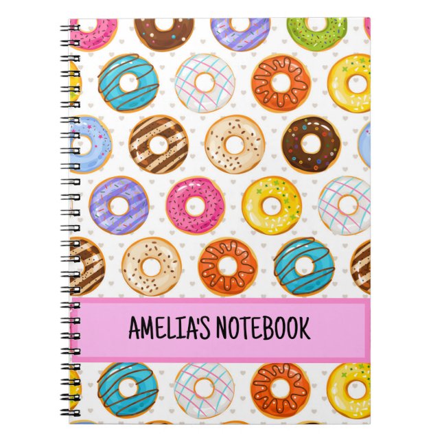 Cuaderno Portátil personalizado del patrón de donut curado  (Frente)