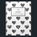 Cuaderno Portátil personalizado del patrón de garabatos car<br><div class="desc">Portátil de personalizable con doodles de corazón negro. Hay otros colores disponibles.</div>