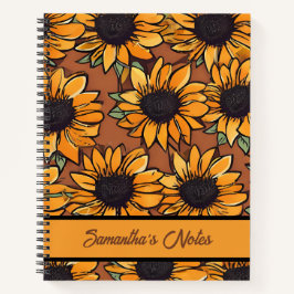 Cuaderno Portátil personalizado del patrón de girasol flora