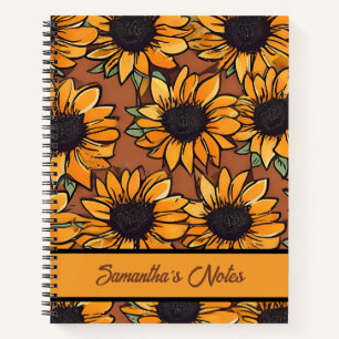 Cuaderno Portátil personalizado del patrón de girasol flora