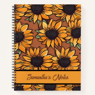 Cuaderno Portátil personalizado del patrón de girasol flora