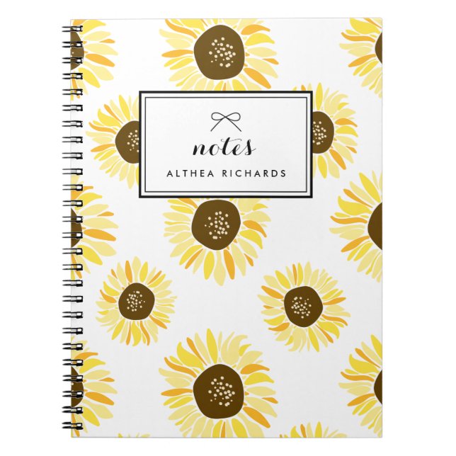 Cuaderno Portátil personalizado del patrón de girasoles (Frente)
