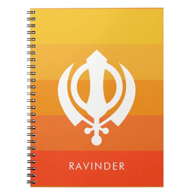 Cuaderno Portátil personalizado del símbolo Sikh Khanda (Frente)