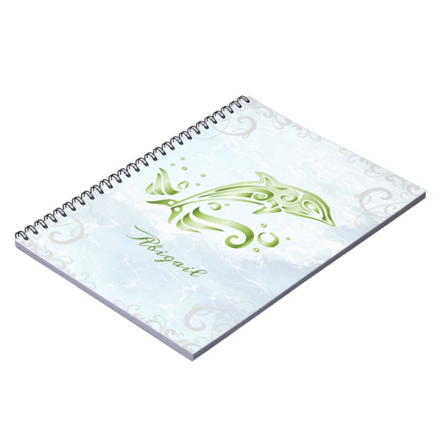 Cuaderno Portátil personalizado delfín verde (Lado Izquierdo)