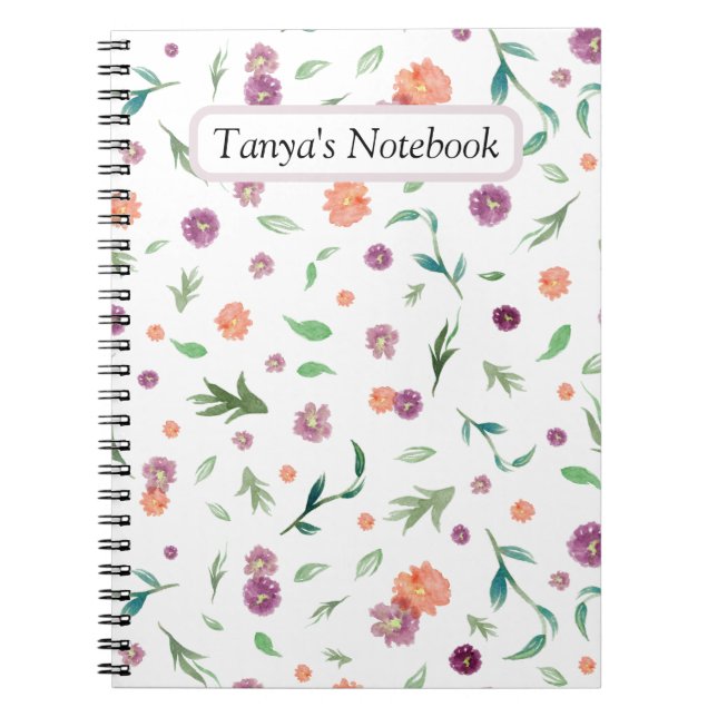 Cuaderno Portátil personalizado Floral - Regalo de cumpleañ (Frente)