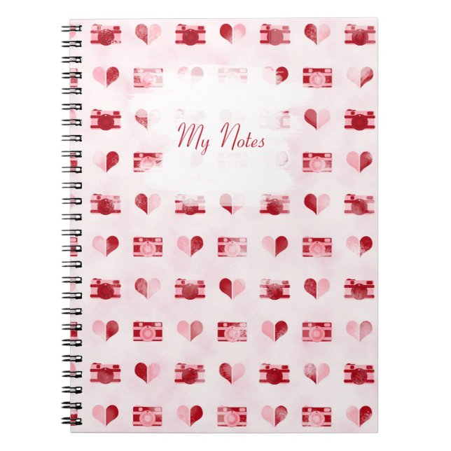 Cuaderno Portátil Personalizado "Hearts & Cameras" (Frente)