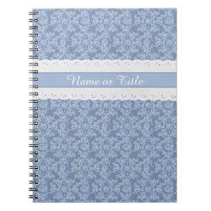 Cuaderno Portátil personalizado Indigo Floral Faux Lace Spi