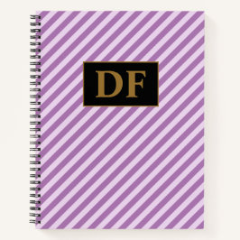 Cuaderno Portátil personalizado Iniciales Rayas Púrpura