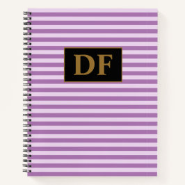 Cuaderno Portátil personalizado Iniciales Rayas Púrpura
