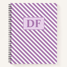 Cuaderno Portátil personalizado Iniciales Rayas Púrpura/Bla
