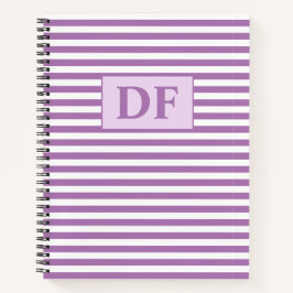 Cuaderno Portátil personalizado Iniciales Rayas Púrpura/Bla