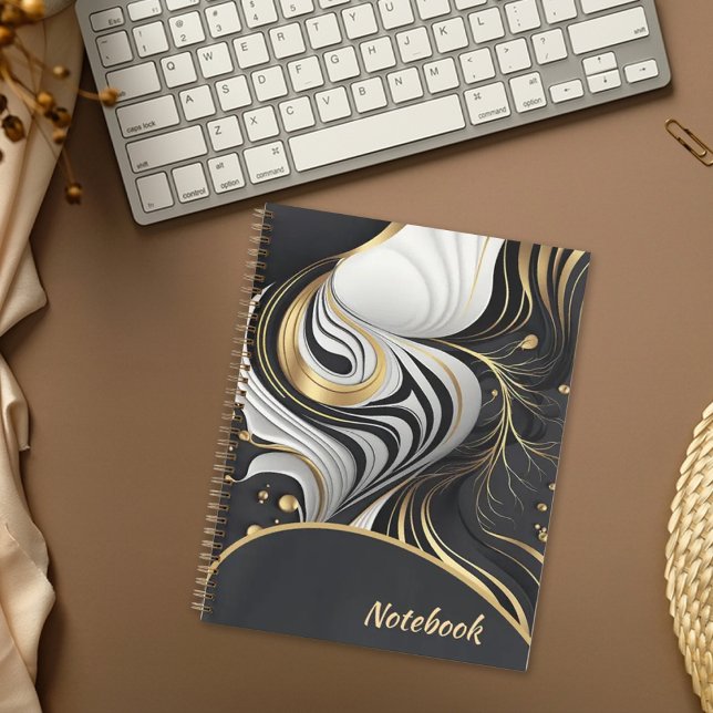 Cuaderno Portátil personalizado ondulado negro y dorado (Subido por el creador)