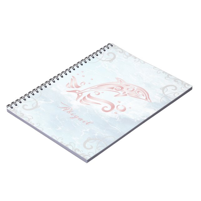 Cuaderno Portátil personalizado para delfines rosados (Lado Izquierdo)