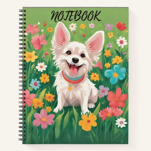 Cuaderno Portátil personalizado para perros y Rosas - Perfe (Anverso)