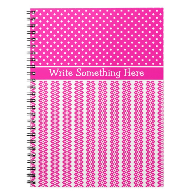 Cuaderno Portátil personalizado: Patrones rosados y blancos (Frente)