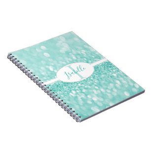 Cuaderno Portátil personalizado Purpurina verde azulado