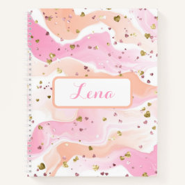 Cuaderno Portátil personalizado rosado Purpurina Gold Heart