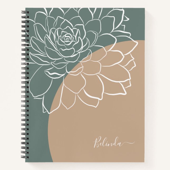 Cuaderno Portátil personalizado Sage Green Succulalized (Anverso)