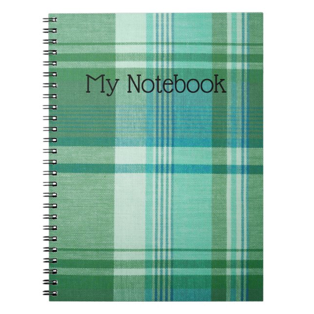 Cuaderno Portátil - Personalizar Turquoise Tartán (Frente)