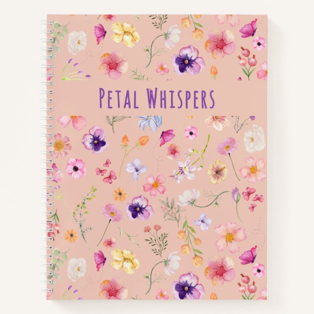 Cuaderno Portátil Petal Whispers - Rubor Garden Bliss (Anverso)