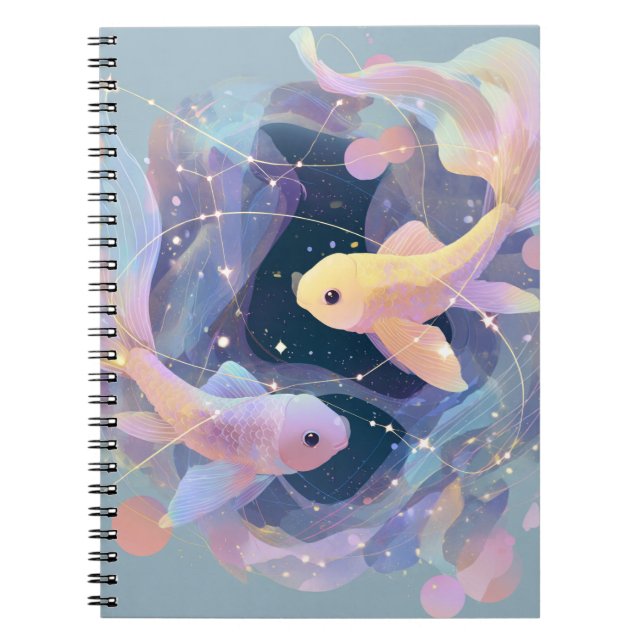 Cuaderno Portátil Pisces Zodiac - Pescado Celestial de ensu (Frente)