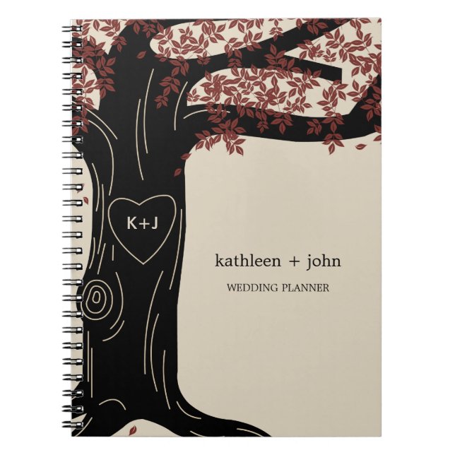 Cuaderno Portátil Planificador de Bodas en Árbol de Roble - (Frente)