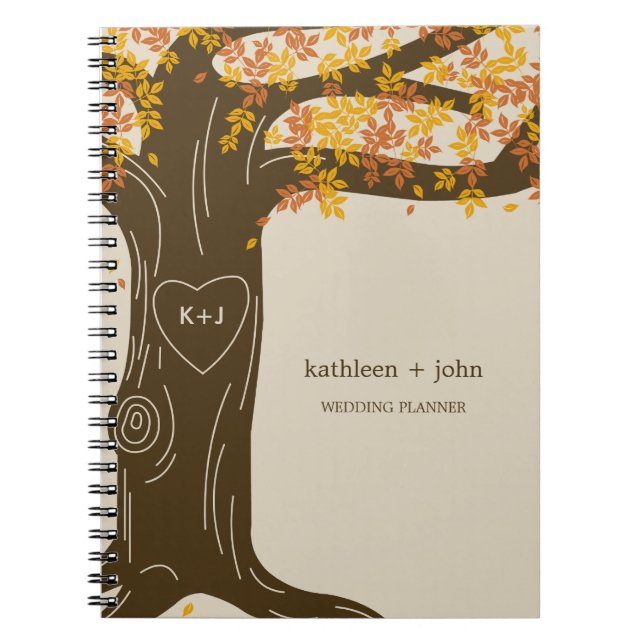 Cuaderno Portátil planificador de casamiento de árbol de ro (Frente)