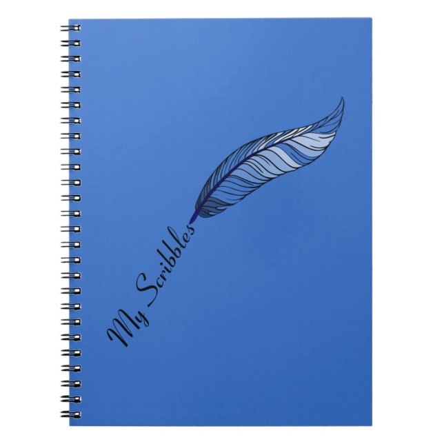 Cuaderno Portátil - Pluma de plumas azules (Frente)