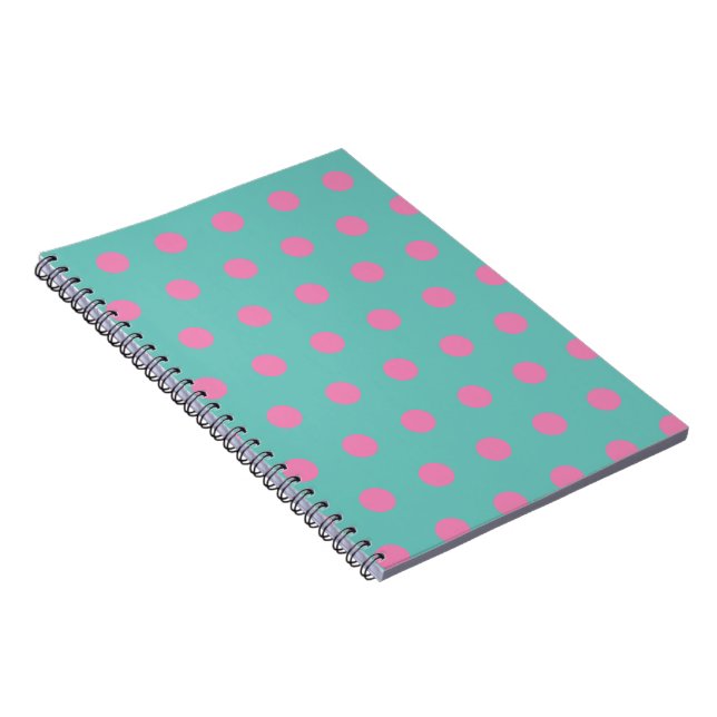 Cuaderno Portátil Polka Dot (Aqua & Pink) (Lado Derecho)