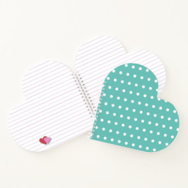 Cuaderno Portátil Polka Dot en forma de corazón (Aqua & Whi