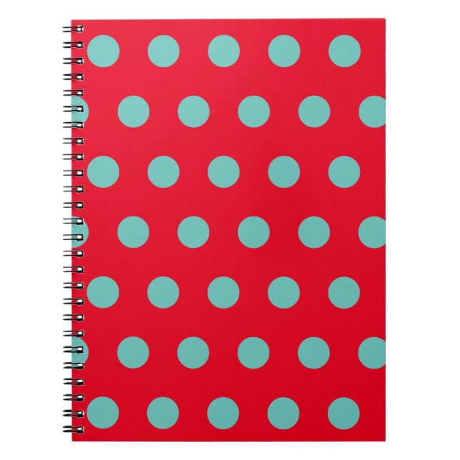 Cuaderno Portátil Polka Dot (Rojo y Aqua) (Frente)