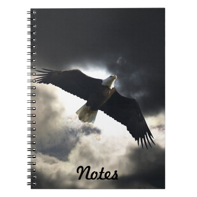 Cuaderno Portátil portátil Volador de águila calva y cielo  (Frente)