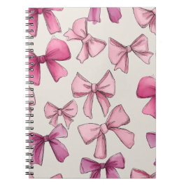 Cuaderno Portátil Preppy Pink Whimsical Bow