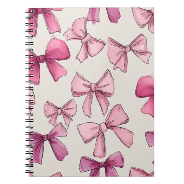 Cuaderno Portátil Preppy Pink Whimsical Bow (Frente)