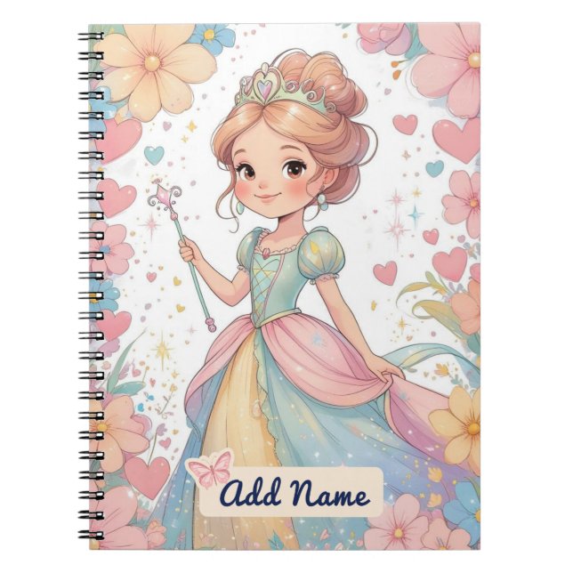 Cuaderno Portátil Princesa Personalizada - Añadir nombre (Frente)
