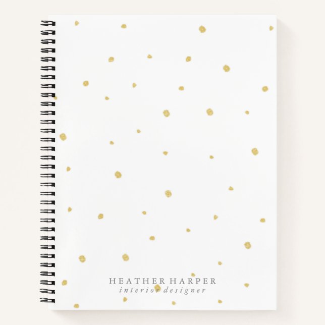 Cuaderno Portátil: puntos dorados blancos (Anverso)