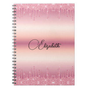 Cuaderno Portátil Purpurina de goteo rosado personalizado