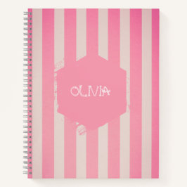 Cuaderno Portátil rayado rosado con nombre de Personalizabl