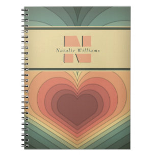 Cuaderno Portátil Retro Funky Romántico Monograma