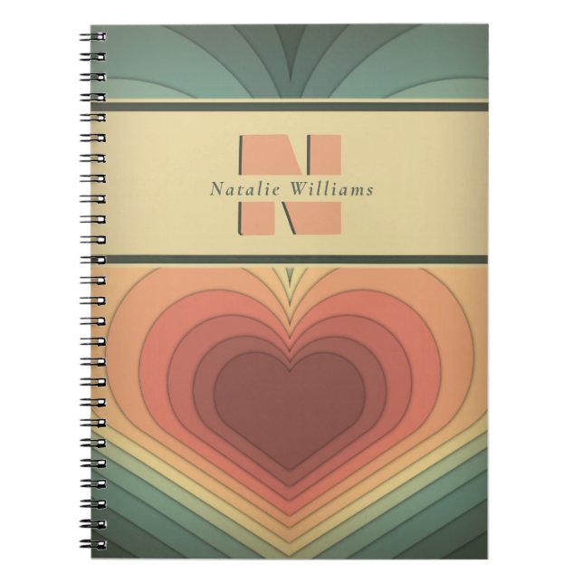 Cuaderno Portátil Retro Funky Romántico Monograma (Frente)