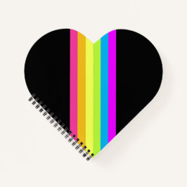 Cuaderno Portátil Retro Stripes Heart (negro y neón múltipl
