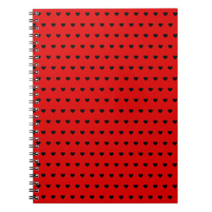 Cuaderno Portátil rojo llamativo con corazones negros