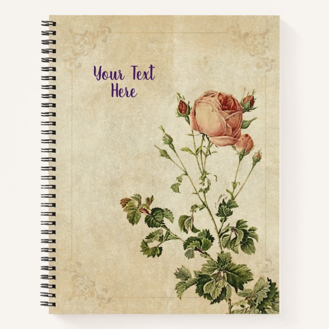 Cuaderno Portátil Rosa Centifolia - Regalo floral de Moda (Anverso)