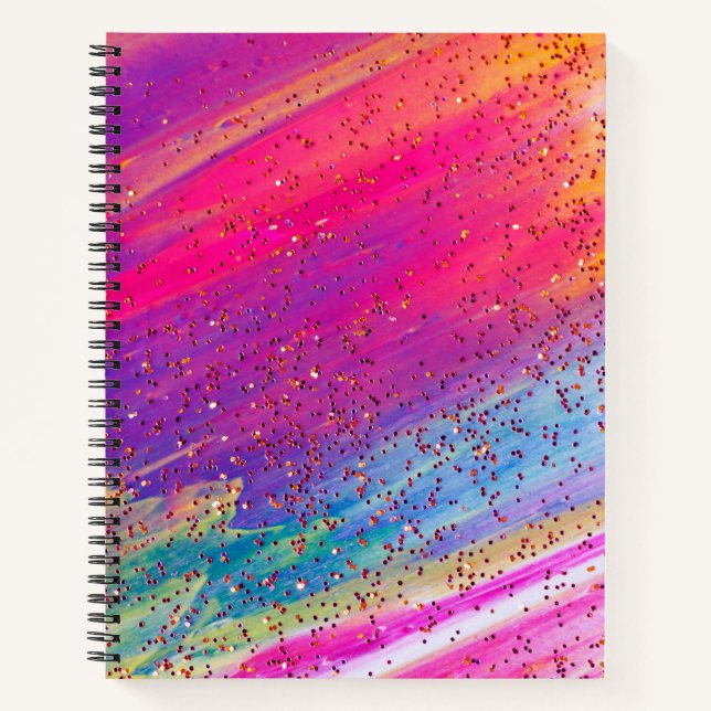 Cuaderno Portátil rosa color arcoiris multicolor purpurina (Anverso)