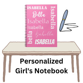 Cuaderno Portátil rosa con nombre de Chica personalizado